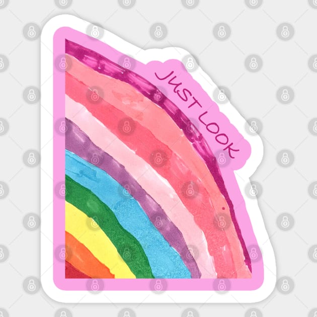 Just Look Rainbow, Pastel, Positive, Handmade Sticker by INDYGO-MIKSTAR